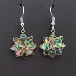 Vintage Silver abalone Starburst earrings